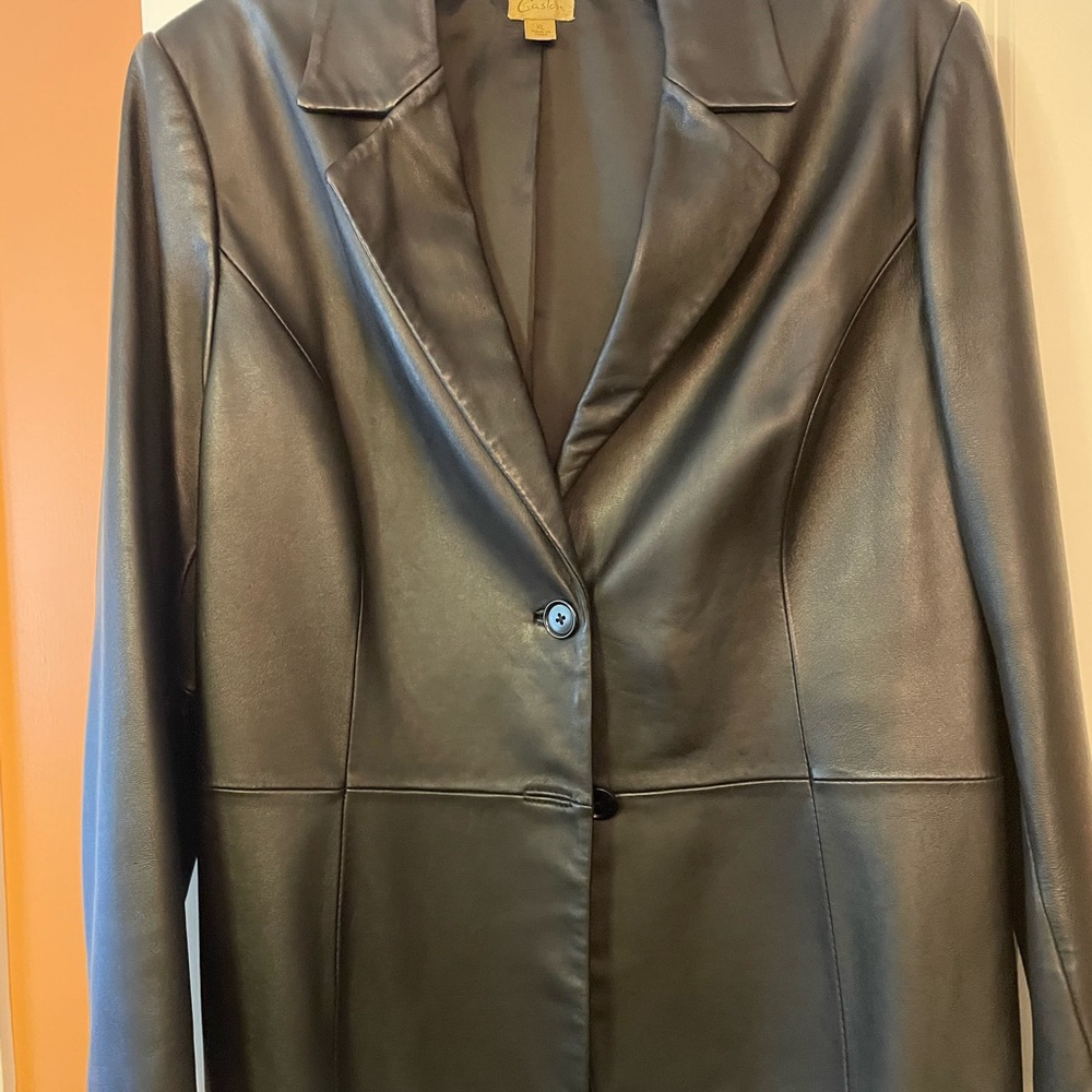 Women’s Nordstrom’s Private Label (Caslon) 100% Lambskin Black leather Blazer XL